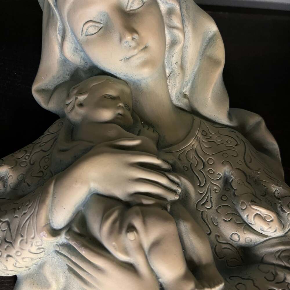 Vintage C.S. 245 Madonna and Child Plaster Wall Plaque Made in Italy